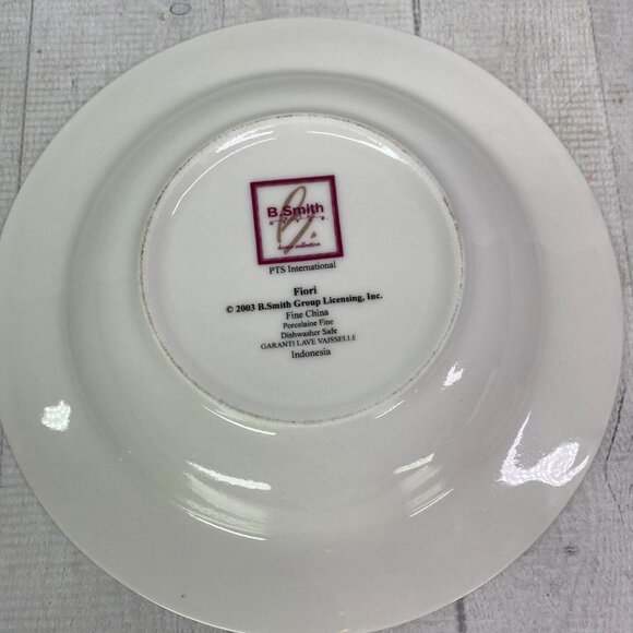 PTS International B Smith W Style FIORI Gray Rim Black Leaves 9" Bowls Set of 4 - Picture 5 of 16